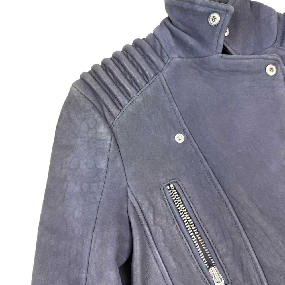 THE KOOPLES blue lamb leather motorcycle biker jacket - Picture 6 of 16